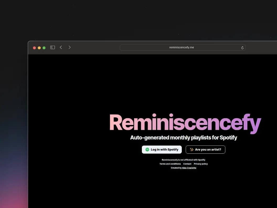 Reminiscencefy | Auto-generated monthly playlists